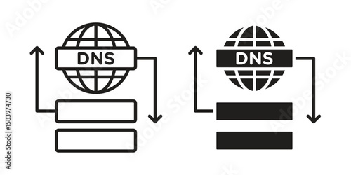 DNS icon set line art and glyph design. Eps10