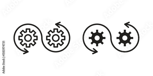 Devops icon set line art and glyph design. Eps10