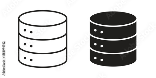 Cylinder database icon set line art and glyph design. Eps10