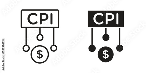 Consumer prices index icon set line art and glyph design. Eps10