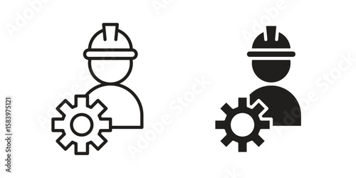 Civil Engineer icon set line art and glyph design. Eps10
