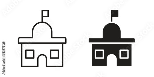 City hall icon set line art and glyph design. Eps10