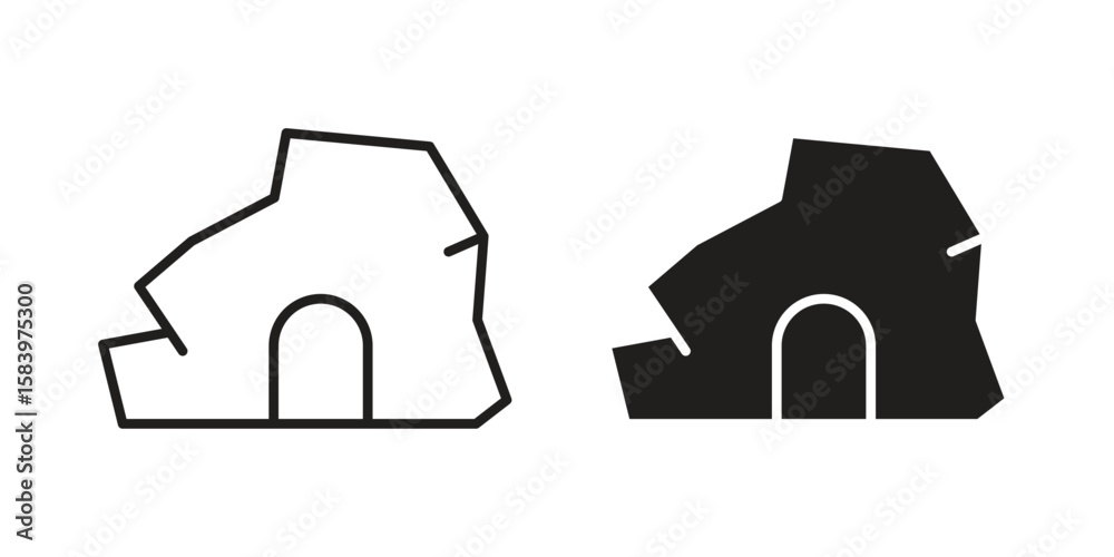 Fototapeta premium cave icon set line art and glyph design. Eps10