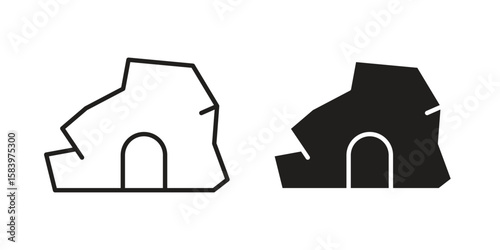 cave icon set line art and glyph design. Eps10