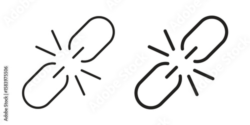Broken link icon set line art and glyph design. Eps10