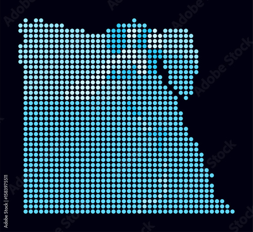 Egypt dotted map. Digital style map of the country on dark background. Egypt shape with circle dots. Colored dots style. Large size circles. Trending vector illustration.