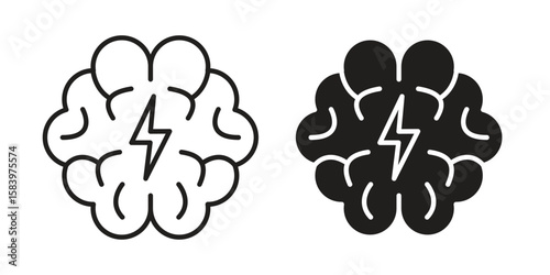 Brainstorm icon set line art and glyph design. Eps10