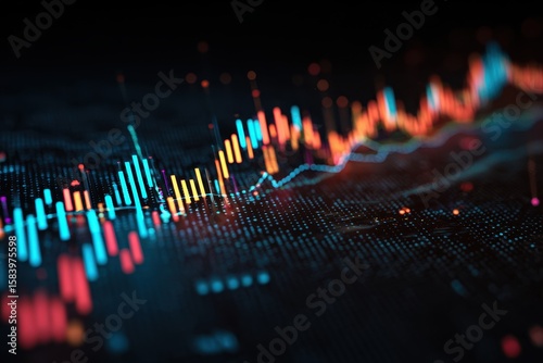 Stock market and trading, digital graph.