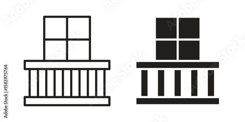 Balcony icon set line art and glyph design. Eps10