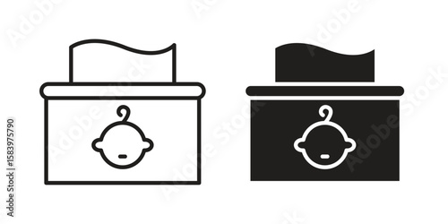 baby wipe icon set line art and glyph design. Eps10