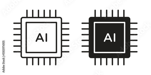 AI icon set line art and glyph design. Eps10