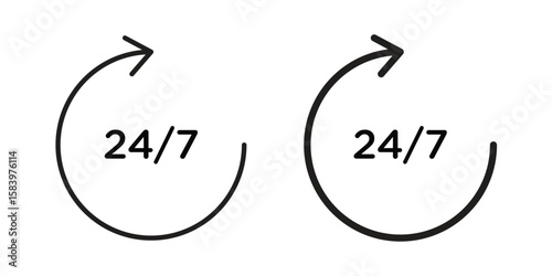 24 7 icon set line art and glyph design. Eps10