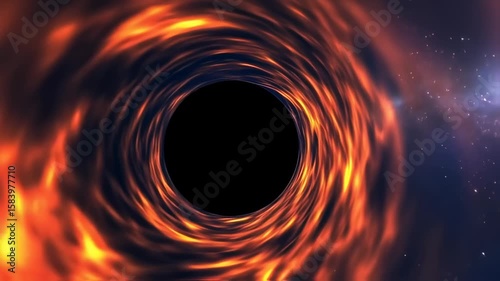 Abstract swirling tunnel of orange and dark colors