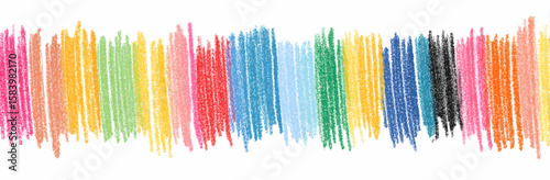 Colorful pencil scribbles in hand-drawn crayon style