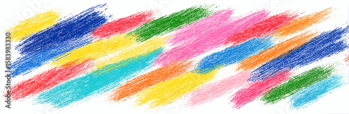 Colorful brush strokes in hand-drawn crayon style