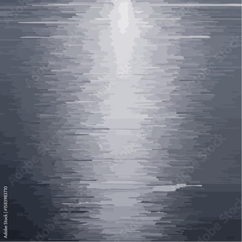 Abstract illustration of light reflecting on water, creating a shimmering, textured surface with shades of gray and white.
