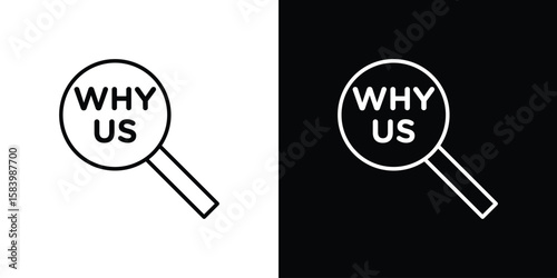 Why us icon simple vector pictogram. black and white icon concept
