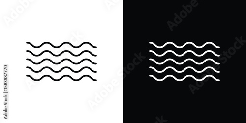 Wave icon simple vector pictogram. black and white icon concept