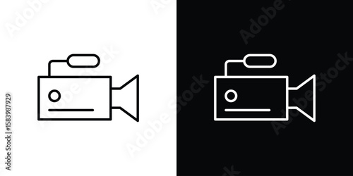 Video camera icon simple vector pictogram. black and white icon concept