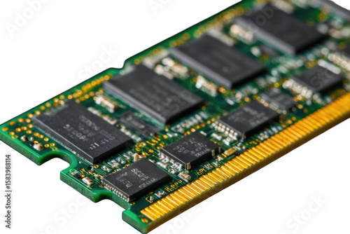 Close-up of Computer RAM (Random Access Memory) module on black background