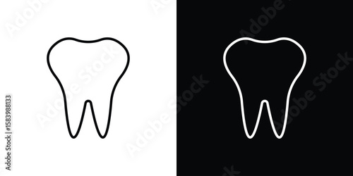Tooth icon simple vector pictogram. black and white icon concept