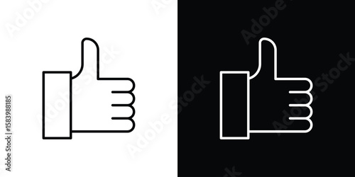 Thumb up icon simple vector pictogram. black and white icon concept