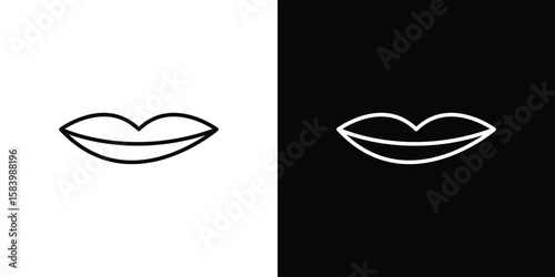 Thin lips icon simple vector pictogram. black and white icon concept