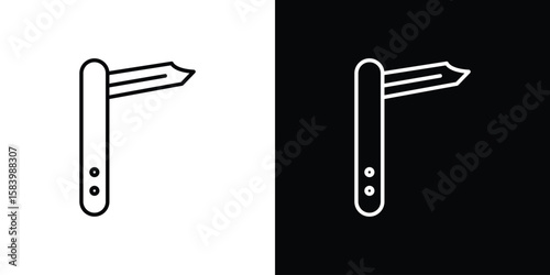 Swiss Knife icon simple vector pictogram. black and white icon concept