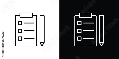 Survey icon simple vector pictogram. black and white icon concept