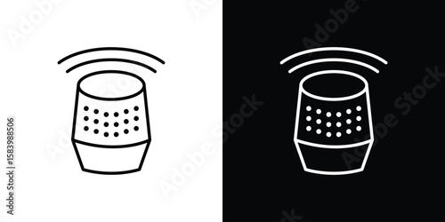 Smart speaker icon simple vector pictogram. black and white icon concept