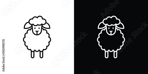 Sheep icon simple vector pictogram. black and white icon concept