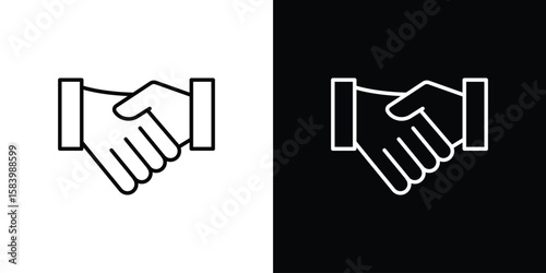 Shake hands icon simple vector pictogram. black and white icon concept