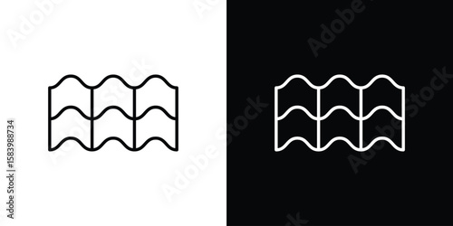Roof tile icon simple vector pictogram. black and white icon concept