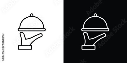 Restaurant Tray icon simple vector pictogram. black and white icon concept