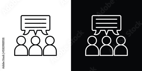 Public opinion icon simple vector pictogram. black and white icon concept