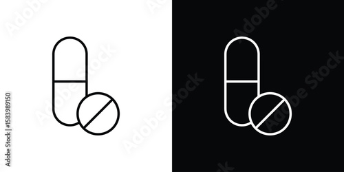 Pills icon simple vector pictogram. black and white icon concept