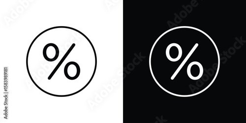 Percent icon simple vector pictogram. black and white icon concept
