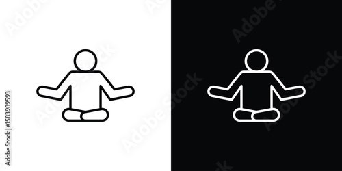Meditating icon simple vector pictogram. black and white icon concept
