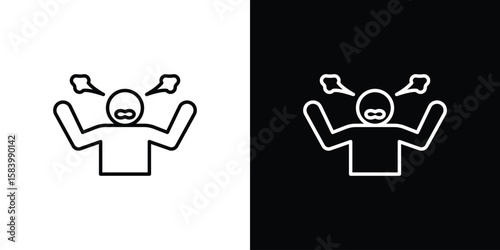 Irritated human icon simple vector pictogram. black and white icon concept