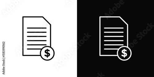 Invoice icon simple vector pictogram. black and white icon concept