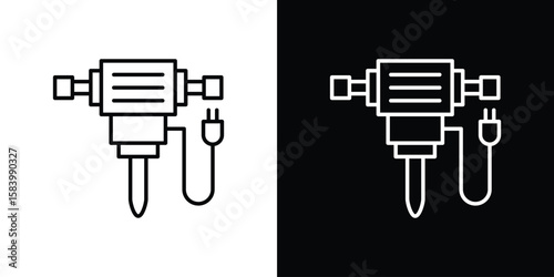 Hydraulic breaker icon simple vector pictogram. black and white icon concept