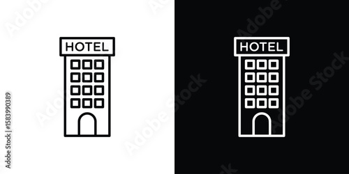 hotel icon simple vector pictogram. black and white icon concept