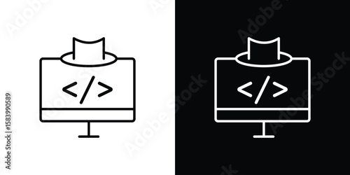 Hacker icon simple vector pictogram. black and white icon concept