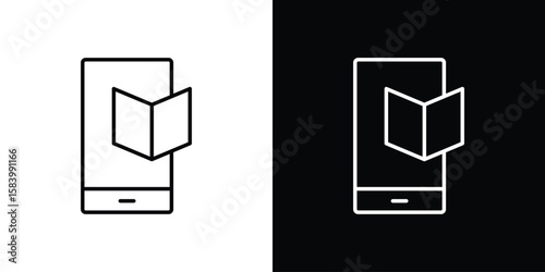 Ebook icon simple vector pictogram. black and white icon concept