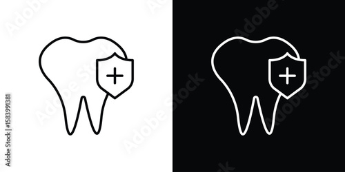 Dental insurance icon simple vector pictogram. black and white icon concept