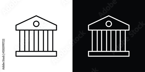 Courthouse icon simple vector pictogram. black and white icon concept