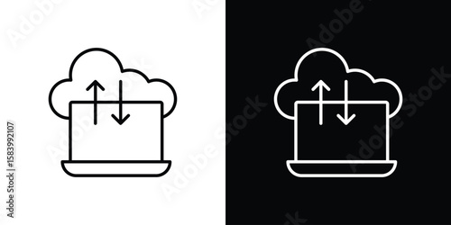 Cloud computing icon simple vector pictogram. black and white icon concept