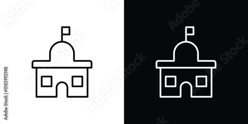 City hall icon simple vector pictogram. black and white icon concept