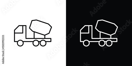 Cement truck icon simple vector pictogram. black and white icon concept
