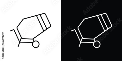 Cement mixer icon simple vector pictogram. black and white icon concept